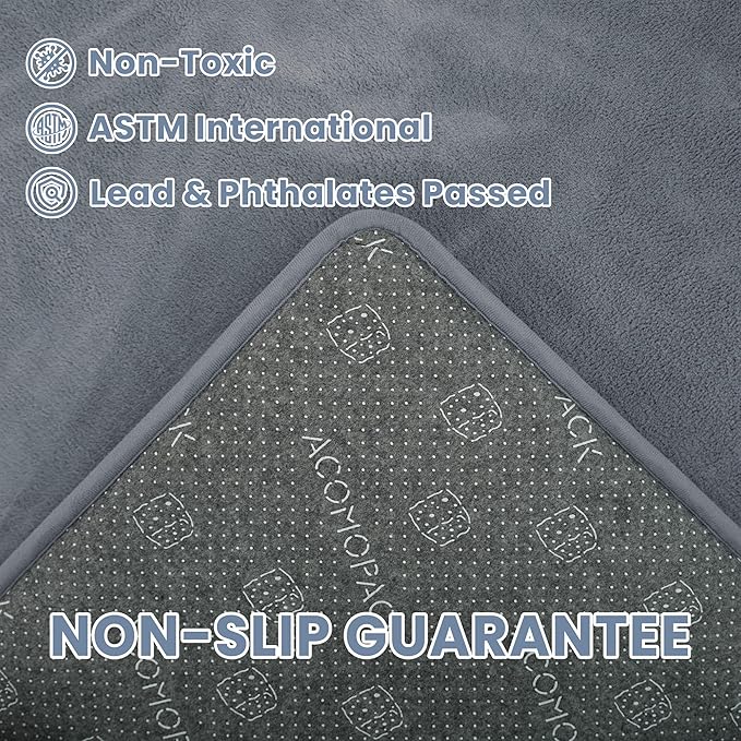 ACOMOPACK 1.3" Thick Baby Play Mat for Floor 59x71-Large Water-Repellent&Non-Slip Memory Foam Mat for Kids,Toddlers,Soft Velvet Nursery Rug for Tummy Time&Crawling,Yoga,Tatami Style(Grey)