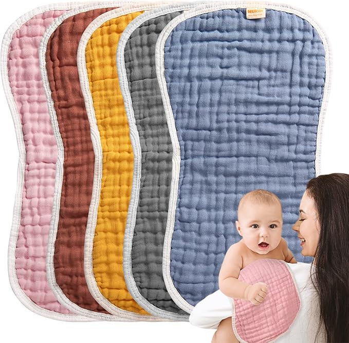 MUKIN Baby Burp Cloths -Burping Cloth Sets for Unisex Perfect for Newborn Burping Rags for Boys and Girls (Multicolored 2)