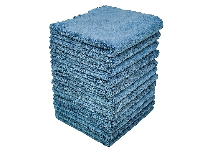 Kyapoo Baby Washcloths 12 Pack 12x12 Inches Microfiber Coral Fleece Extra Absorbent and Soft for Newborns, Infants and Toddlers-Navy Blue