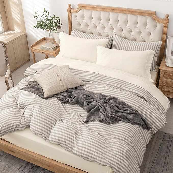 PURE ERA Jersey Knit 3pc Bed Sheet Set 100% T-Shirt Cotton Super Soft Comfy Breathable Fits Mattress Up to 20" Extra Deep Pocket (Solid Creamy White, Twin)