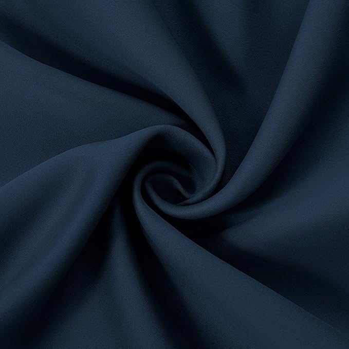LEMOMO 100% Blackout Curtains 52 x 72 Inch Navy Blue Curtains 2 Panels Darkening Thermal Insulated Bedroom Curtains