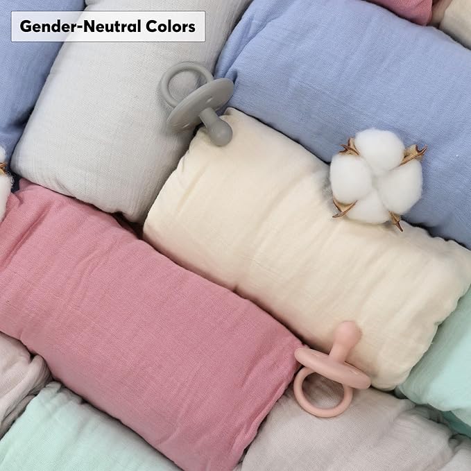 Muslin Baby Crib Sheets Fitted - Crib Sheets Neutral Turkish Cotton, Ultra Soft & Breathable - Organic Cotton Crib Sheets for Boys & Girls, GOTS & Oeko-TEX® Certified (52x28, Cotton Latte)