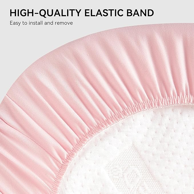 TILLYOU Baby Bassinet Sheets for Girls Boys 2 Pack Baby Sheets for Square Rectangle Oval Bassinet Mattress 33X16 Inch, Swan Dance and Pink