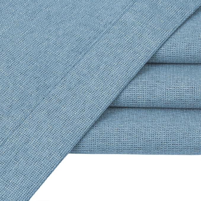 Extra Lenght 100% Blackout Linen Textured Curtains 120 Inch Length 2 Panels Set for Living Room, Bedroom, Full Blackout with Grommets Top, Light Blue, 52" W x 120" L, 2 Panels