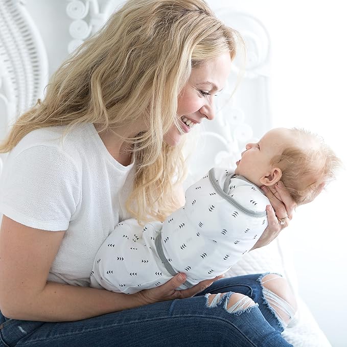 SwaddleDesigns 6-Way Omni Swaddle Sack Arms Up Swaddle for Newborn, More Options to Calm Startle Reflex, Improves Sleep, Easy Transition Baby Sleep Sack, Small, 0-3 Mo, 6-12 lbs, Heathered Denim
