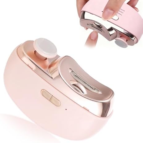 Electric Nail Clipper, 2 in 1 Electric Nail Clippers for Seniors and Adults, Baby Automatic Nail Clipper with Polishing, Light & Storage, Smart Nail Clipper 2-Speed for Fingernail (Pink)