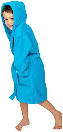 BAGNO MILANO Kids Organic Turkish Cotton Hooded Beach Cover-Up Towel, GOTS Certified, for Boys and Girls (Blue, 13-15 Years)
