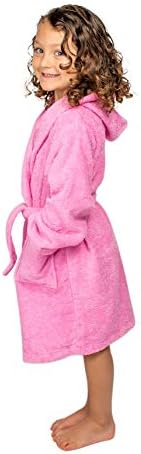 BAGNO MILANO Kids Organic Turkish Cotton Hooded Beach Cover-Up Towel, GOTS Certified, for Boys and Girls (Pink, 9-11 Years)
