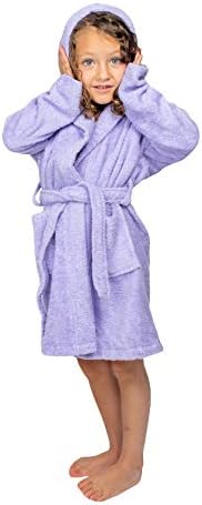 BAGNO MILANO Kids Organic Turkish Cotton Hooded Beach Cover-Up Towel, GOTS Certified, for Boys and Girls (Purple, 13-15 Years)