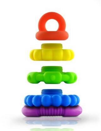 Stacking Baby Teether Toy - Sensory Silicone Teething Rings for Babies – Promote Motor Skills-Premium Food Grade Silicone Rainbow Colors - BPA Free