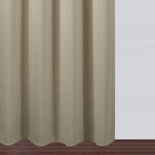 LEMOMO 100% Blackout Curtains 52 x 84 Inch/Beige Curtains 2 Panels with Black Lining Room Darkening Thermal Insulated Bedroom Curtains