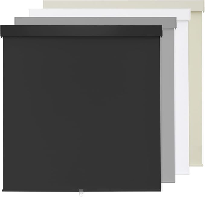 100% Blackout Roller Shades Cordless Blinds for Indoor Windows,Free-Stop Window Shades Pull Down,Thermal Insulated Fabric UV Protection,Blackout Window Guard Blinds for Home,Office,Black,48" W x 72" H