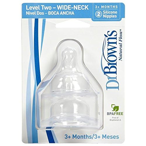 Dr. Brown's Original Wide-Neck Nipple, Level 2 (3m+), 2-Pack