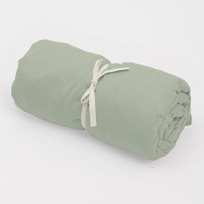 100% Cotton Fitted Sheet Only - Deep Pocket up to 16inch - All-Around Elastic - T-Shirt Fabric Jersey Knit - Extra Soft - Easy Fit - All Season - Comfy (Mineral Green, Queen)