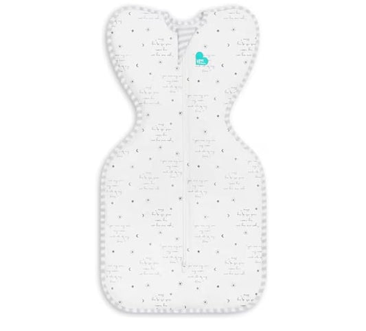 Love to Dream Swaddle Up, Arms Up Position, Light and Ultra-Breathable Cotton, Wearable Blanket Baby Sleep Sack, 0.2TOG, You are My White, Medium
