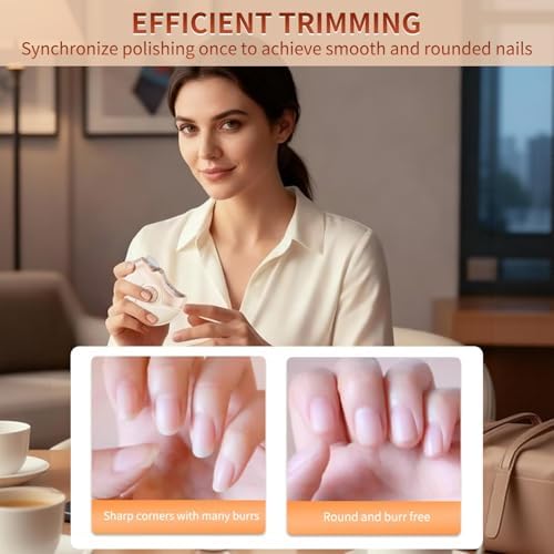 Electric Nail Clipper, Electric Clippers for Seniors, Adults and Baby, Automatic Nail Clipper with Trimming, Buffing, and Polish Removal in One, Smart Nail Clipper for Fingernail & Toenail (Beige)