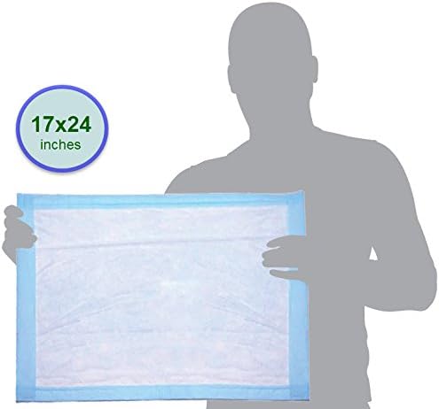 Disposable Baby Changing Pad Liner - Economy Pack 50 Count (17 x 24 Inch) - Waterproof Absorbent Blue Hospital Underpad for Incontinence with Moisture Protector - Small Chux by BrightCare
