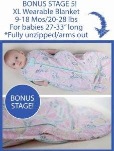 Woombie Grow with Me Baby Swaddle, Convertible Swaddle Fits 0-9 Months, Expands to Wearable Blanket Up to 18 Months, Birds & Stripes