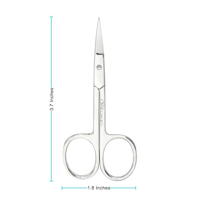 Eyebrow Scissors & Small Cuticle Scissors, 3.7 Inches – Curved Blade Manicure TSA Scissors, Stainless Steel for Eyelashes, Facial Hair, Pubic Hair, Men’s Moustache & Beard