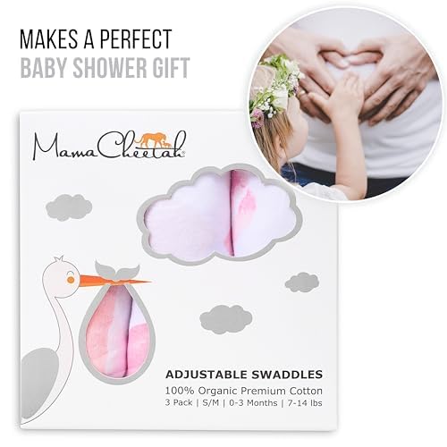 Mama Cheetah Baby Swaddle Sack, Organic Swaddle Blanket, Newborn Swaddling Sleep Sacks, Adjustable Infant Swaddle Wrap, Easy Swaddles for Boy Girl 0-3 Month, Love You