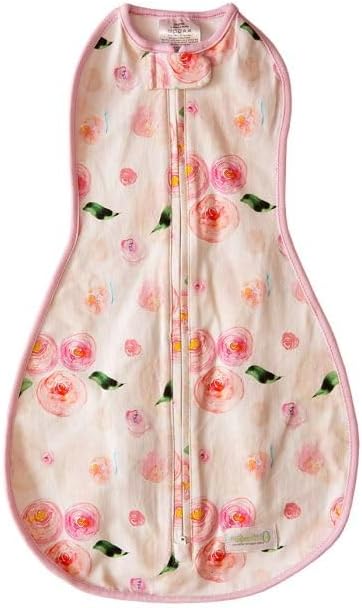 Woombie Grow with Me Baby Swaddle, Convertible Swaddle Fits Babies 0-9 Months, Expands to Wearable Blanket for Babies up to 18 Months, Watercolor Roses