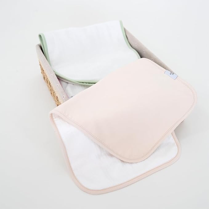 SWaddle AN Premium Baby Burp Cloths, Extra Soft Spit Up Rags with 3 Absorbent Layers, 21" x 10" Size, Sand