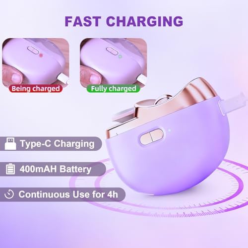 Electric Nail Clipper, 2 in 1 Electric Nail Clippers for Seniors and Adults, Baby Automatic Nail Clipper with Polishing, Light & Storage, Smart Nail Clipper 2-Speed for Fingernail (Purple)