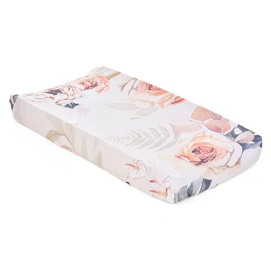 Oilo Changing Pad Cover, Breathable Turkish Cotton Fitted Jersey, 300 Thread Count, Machine Washable, Fits Standard Changing Pads (32" x 16"), Girl, Boy, & Neutral Nursery Design, (Vintage Bloom)