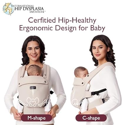 Momcozy Baby Carrier - Ergonomic, Cozy and Lightweight Carrier for 7-45lbs, Effortless to Put On, Ideal for Hands-Free Parenting, Enhanced Lumbar Support, Purehug for Infant to Toddler, Khaki