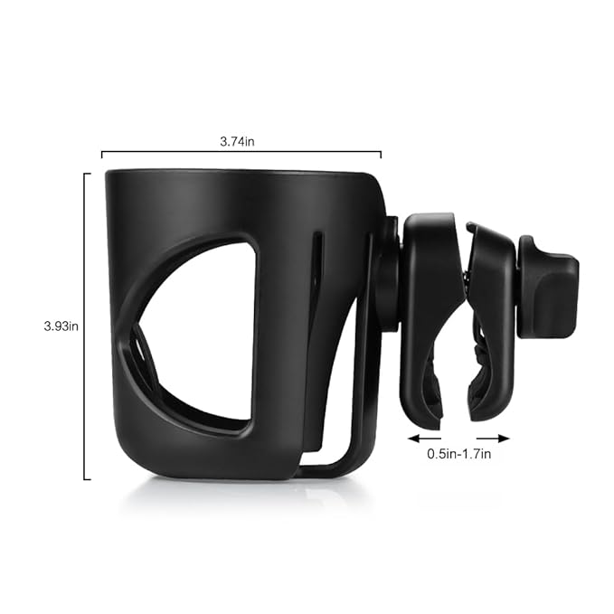 Accmor Universal Cup Holder, Stroller Cup Holder, 360° Rotatable Large Caliber Designed Bottle Holder for Stroller, Bike, Wheelchair, Walker, Scooter, Black