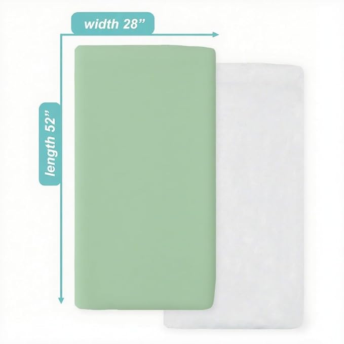 American Baby Company 2 Pack Fitted Crib Sheets 52" x 28" - Ultra Soft Microfiber Crib and Toddler Bed Sheets, White/Green, Neutral for Boys & Girls