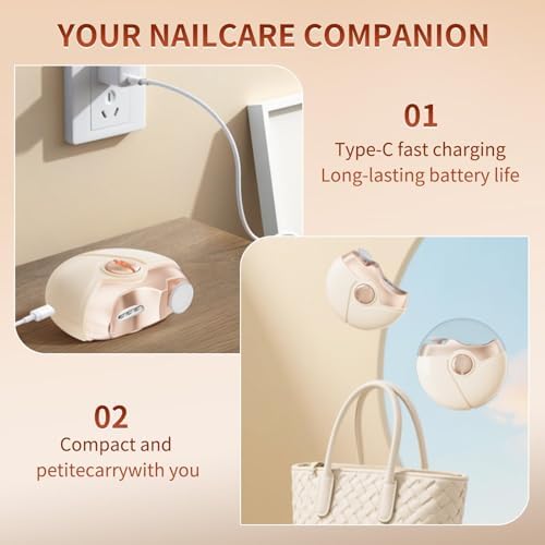 Electric Nail Clipper, Electric Clippers for Seniors, Adults and Baby, Automatic Nail Clipper with Trimming, Buffing, and Polish Removal in One, Smart Nail Clipper for Fingernail & Toenail (Beige)