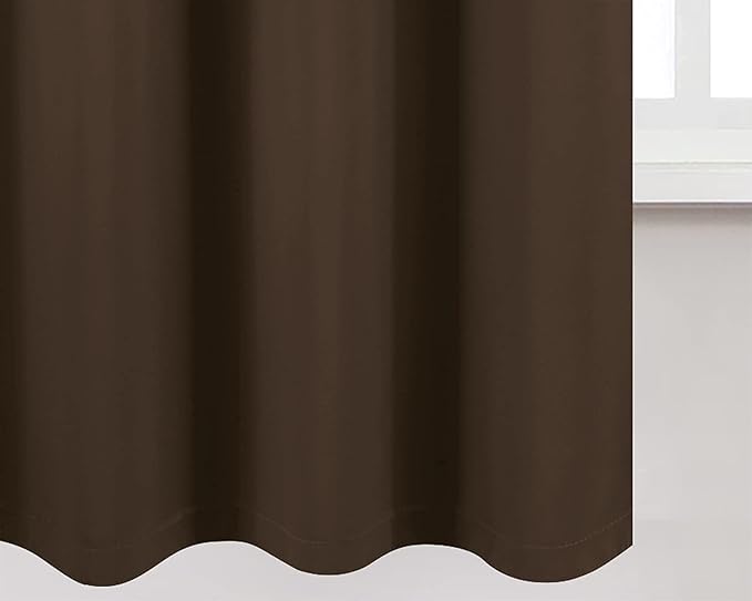 LEMOMO 100% Blackout Curtains 40 x 63 Inch/Chocolate Brown Curtains 2 Panels with Black Liner/Double Layer Full Room Darkening Bedroom Curtains