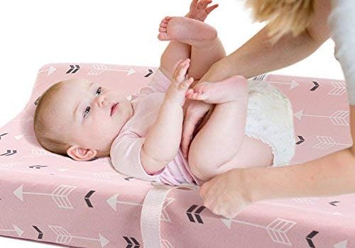 Stretchy Changing Pad Covers BROLEX 2 Pack Jersey Knit Changing Table Covers for Girls Boys,Pink & White Arrow