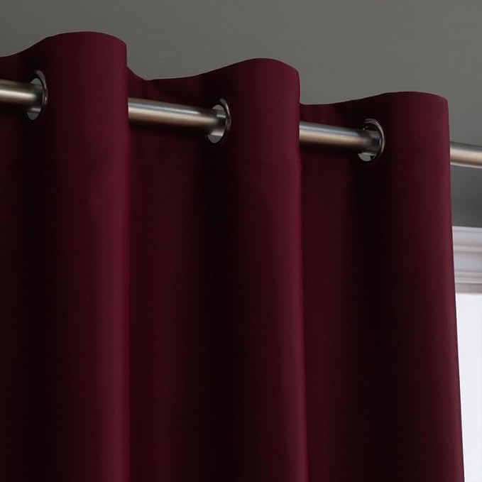 Extra Long Blackout Curtains - 2 Story High Living Room Drapes - Tall Curtains for High Ceiling or Long Window - 144 156 168 192 204 216 240 Inch 12ft-20ft Length(1 Panel,Burgundy, 52″x132″)