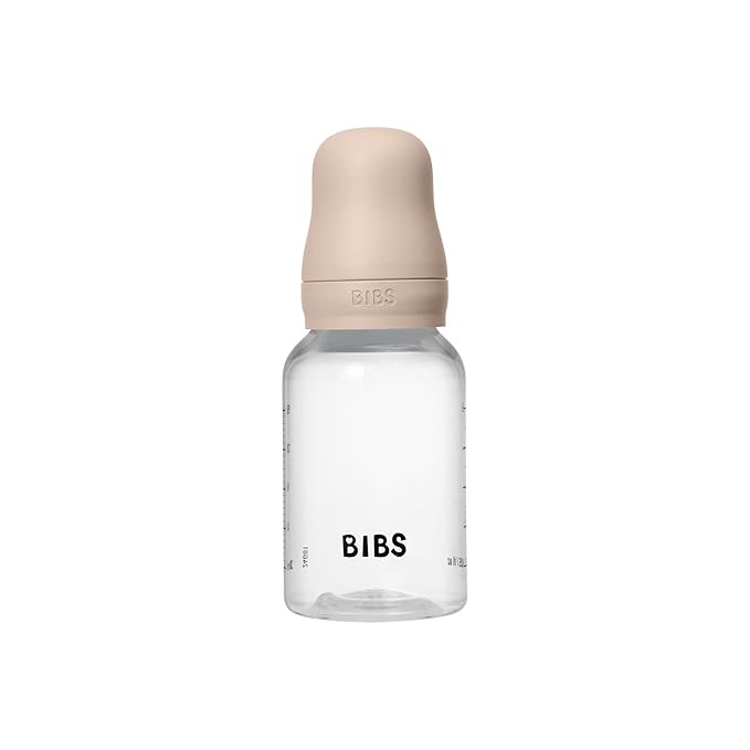 BIBS Baby Bottle 5 oz / 150 ml Natural Rubber Latex Nipple - Anti-Colic, BPA-Free, Round Nipple, Slow Flow, Lightweight & Easy to Clean, Suitable for Newborns 0+ Years - Blush