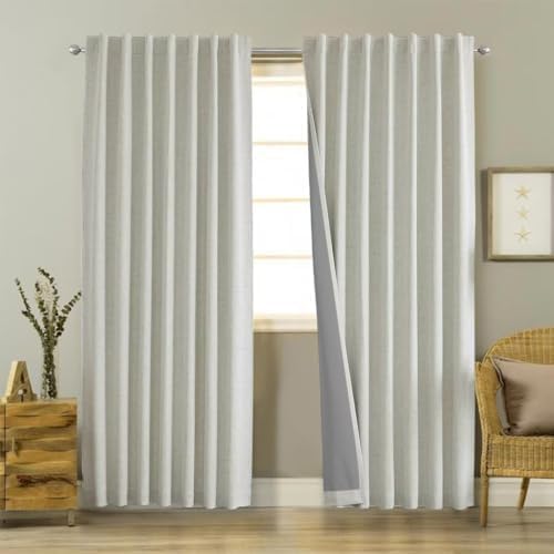 Joydeco Linen Blackout Curtains, 52x96, Light Beige (Pack of 8)