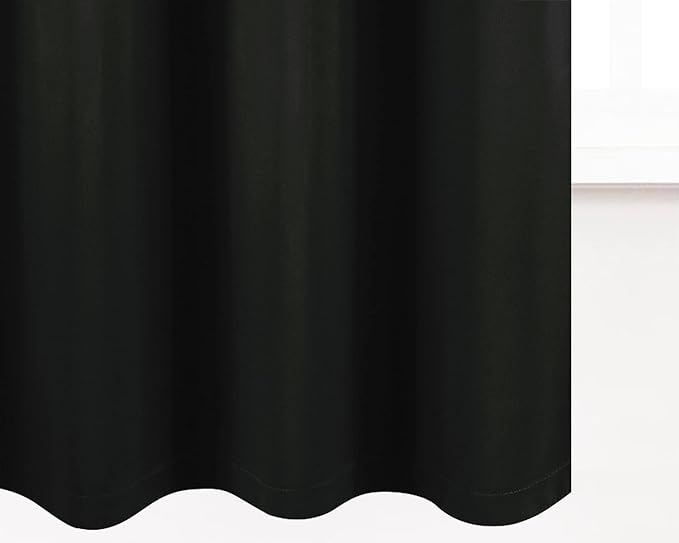 LEMOMO Black Thermal Blackout Curtains/40 x 72 Inch/Set of 2 Panels Room Darkening Curtains for Bedroom and Living Room