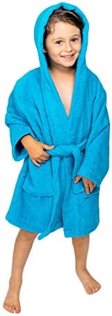 BAGNO MILANO Kids Organic Turkish Cotton Hooded Beach Cover-Up Towel, GOTS Certified, for Boys and Girls (Blue, 13-15 Years)