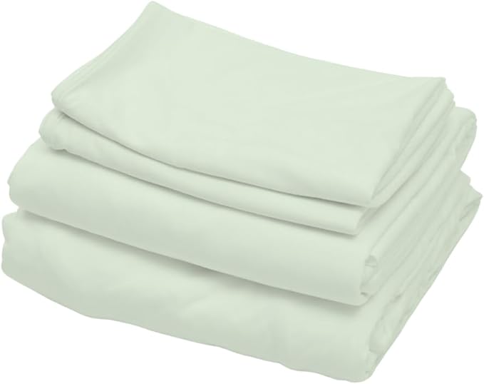 100% Cotton Bed Sheet Set with Deep Pocket - T-Shirt Fabric Jersey Knit - Extra Soft - Easy Fit - 4 Piece Set with Pillowcases - All Season - Comfy – 4 pcs (Mineral Green, King)