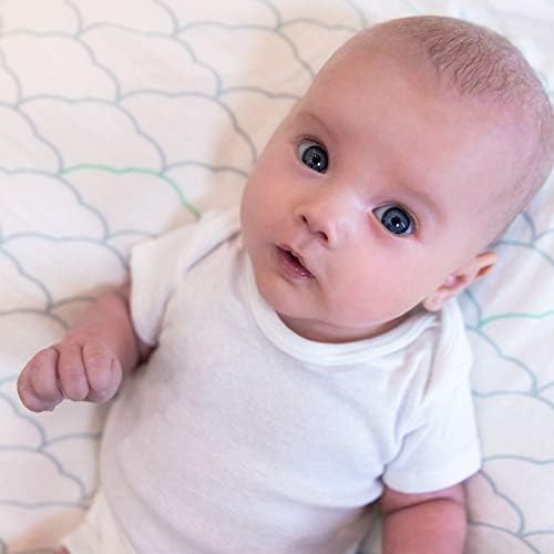 Newton Baby MINI CRIB Fitted Sheets (2-Pack) | Organic Muslin Cotton, Breathable Soft Baby Sheets, Washable Baby Mattress Sheets, Fits Any Mini Sized Crib 24" x 38", Dreamweaver Moonstone Mist + White