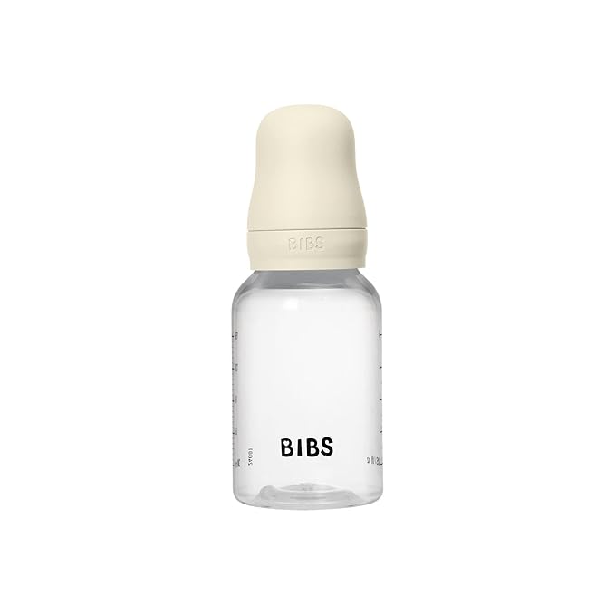 BIBS Baby Bottle 5 oz / 150 ml Natural Rubber Latex Nipple - Anti-Colic, BPA-Free, Round Nipple, Slow Flow, Lightweight & Easy to Clean, Suitable for Newborns 0+ Years - Ivory