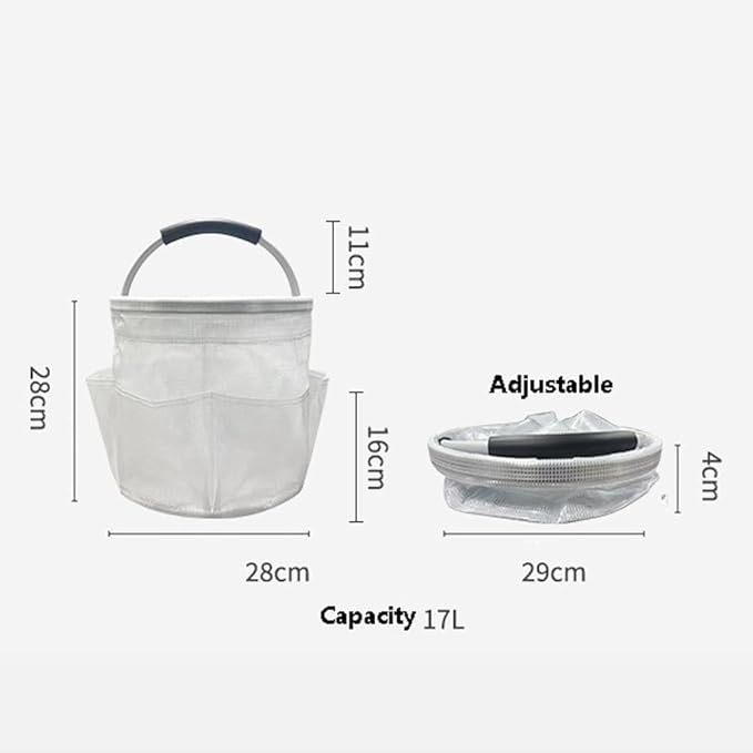 Portable Storage Caddy, 17L Collapsible Oxford Cloth Basket with Aluminum Handle, Waterproof Multi-Pocket Organizer, Multi-Purpose Foldable Container with EVA Foam Grip