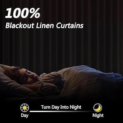 Guken Orange 100% Blackout Curtains 120 Inch Length 2 Panels Set for Living Room Bedroom Back Tab Thermal Insulated Black Out Linen Drapes Room Darkening Window Curtains 52x120