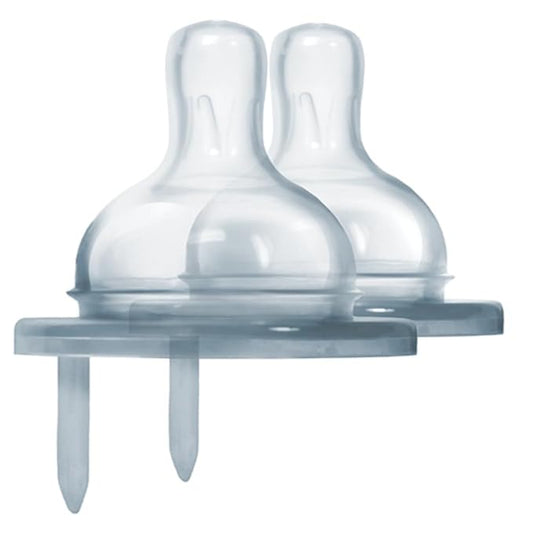 Pura Kiki Bottle Replacement Nipple 2-Pack - 100% Medical-Grade Silicone, Anti-Colic, NonPlastic - Suitable for Infants & Babies 0-3 Months (Slow Flow)