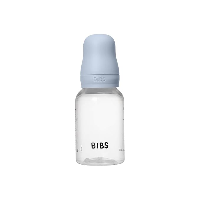 BIBS Baby Bottle 5 oz / 150 ml Silicone Nipple - Anti-Colic, BPA-Free, Round Nipple, Slow Flow, Lightweight & Easy to Clean, Suitable for Newborns 0+ Years - Baby Blue