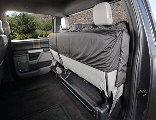 4Knines Bench Seat Covers for Trucks with Dog Hammock & Split-Tech - Rear Seat Protector for Dogs Fits Full Size Crew Cab with Split Bench Seats - Waterproof Dog Seat Cover (Passenger Side, Black)