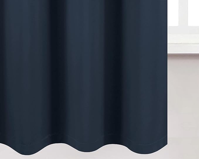 LEMOMO Navy Blue Curtains 63 Inch Length 100% Blackout Curtains 2 Panels with Black Liner/Double Layer Full Room Darkening Bedroom Curtains