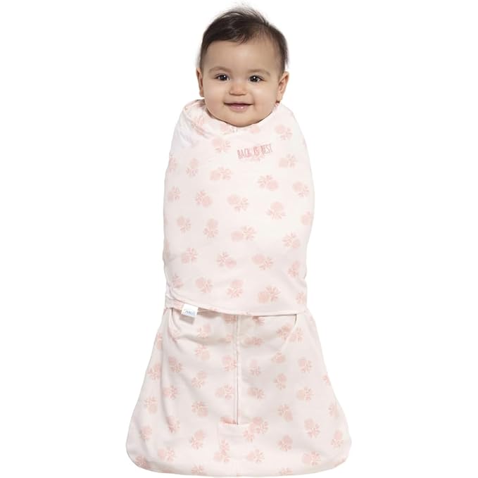 HALO 100% Cotton Sleepsack Swaddle, 3-Way Adjustable Wearable Blanket, TOG 1.5, Watercolor Rose Toss Blush, Small, 3-6 Months