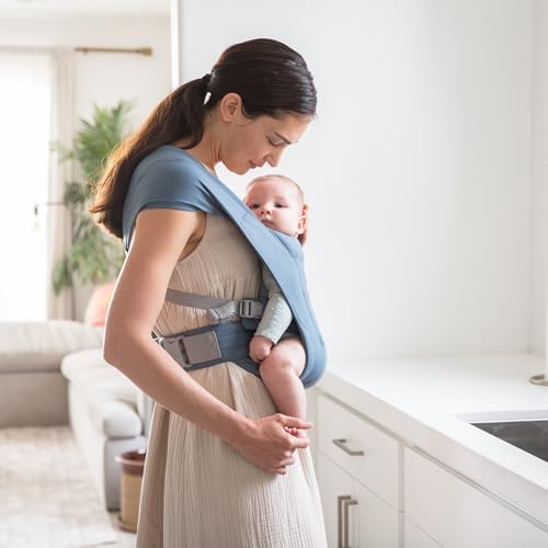 Ergobaby Embrace Baby Carrier Newborn to Toddler - Lightweight Ergonomic Baby Carriers - Cozy Essentials (7-25 Pounds), Ponte Knit, Oxford Blue